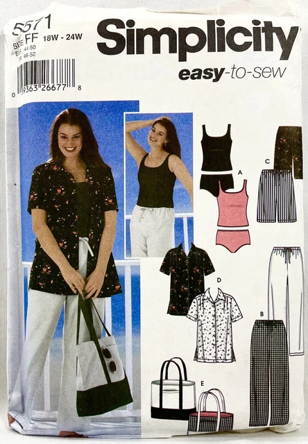 2003 Simplicity Sewing Pattern 5571 Women Pants Shorts Shirt Tankini 18-24 11901