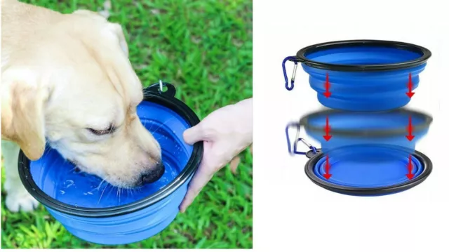 Bol Pliant Grand Ø17.5cm Pour Chiens Voyage Trekking Eau Nourriture Portable