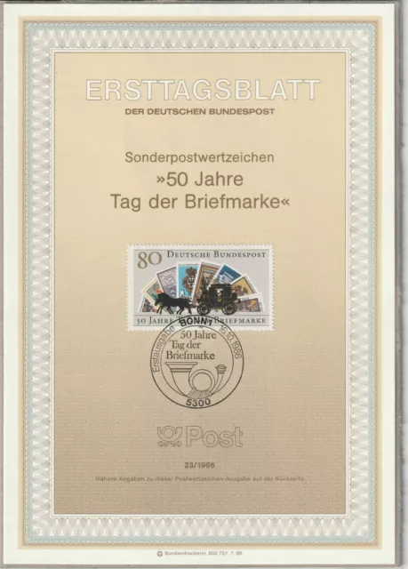 Ersttagsblatt ETB 23/1986 - "50 Jahre Tag der Briefmarke" Deutsche Bundespost