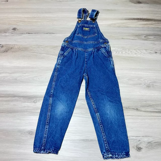 vintage OshKosh B'gosh Vestbak Blue Jean Denim Kids Overalls Size 6 Retro