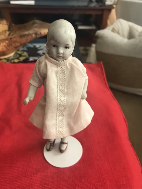 Small Old  Bisque Doll Jointed Japan Old 5” Dressed Signed C335 Estate