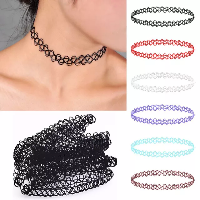 Women Tattoo Choker Necklace Stretch Elastic Henna Hippie Boho Collar Jewelry