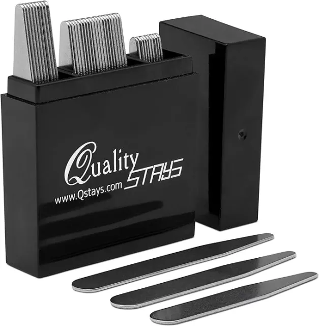 Quality Stays Metal Collar Stays for Men – Set of 40 Dress Shirt 3 Sizes in a Di