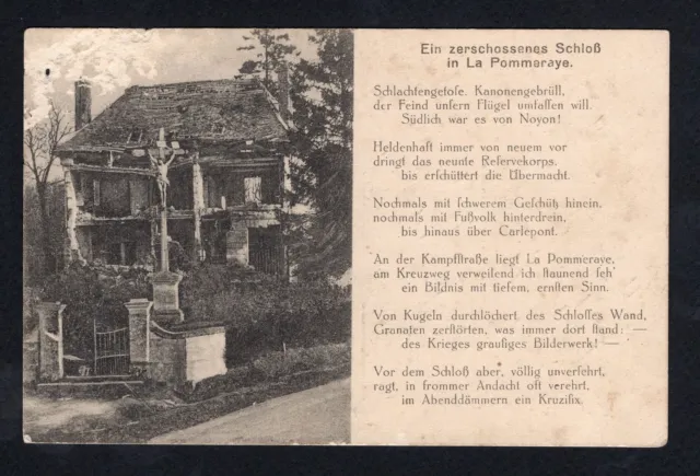 1. WK Feldpostkarte - La Pommeraye - zerschossenes Schloss