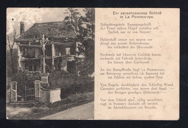 1. WK Feldpostkarte - La Pommeraye - zerschossenes Schloss