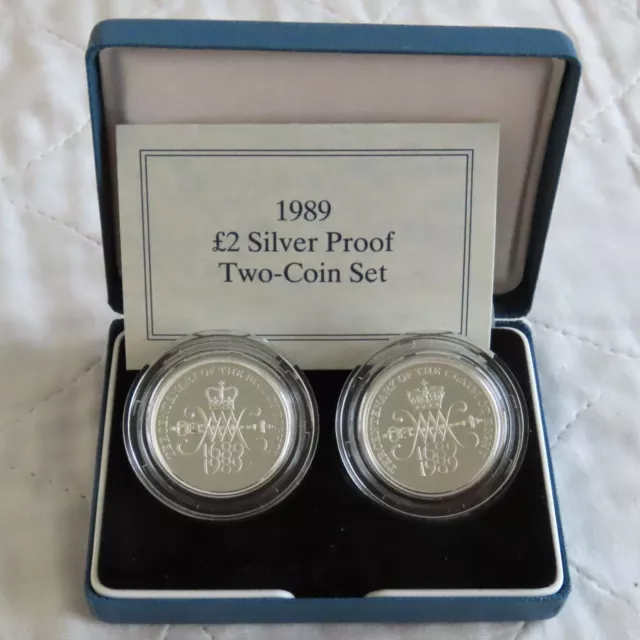 1989 Tercentenary Of The Claim And Bill Of Rights 2 X £2 Silver Proof Set