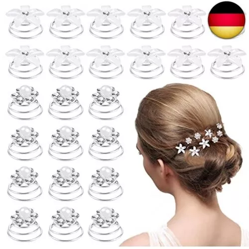 24 Stück Hochzeit Haarnadeln, Brautschmuck Blumen Haarnadeln, Curlies Spiralen