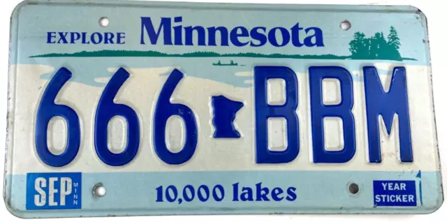 Vtg Minnesota 1987 License Plate Auto Man Cave 666-BBM Garage Decor Collector