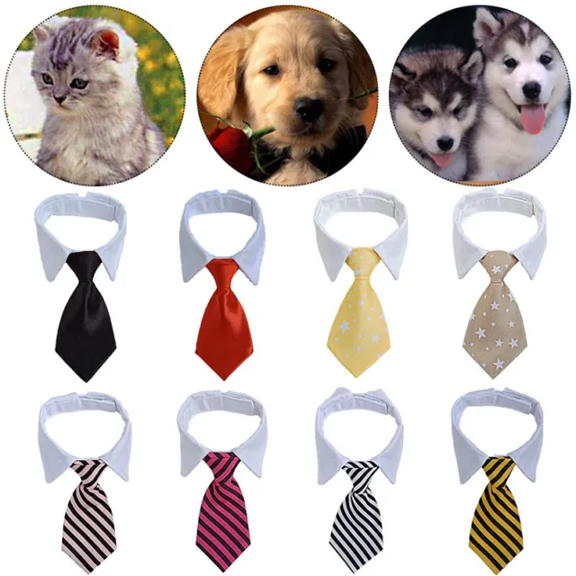 Dog Bow Tie Striped Collar Adjustable Pet Neckwear Scraf Cat Necktie Party Decor
