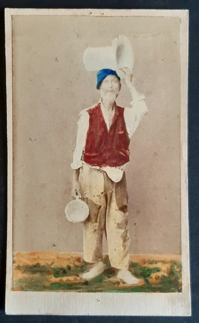 CDV albumina Napoli Sorrento costumi tradizionali colorata a mano 