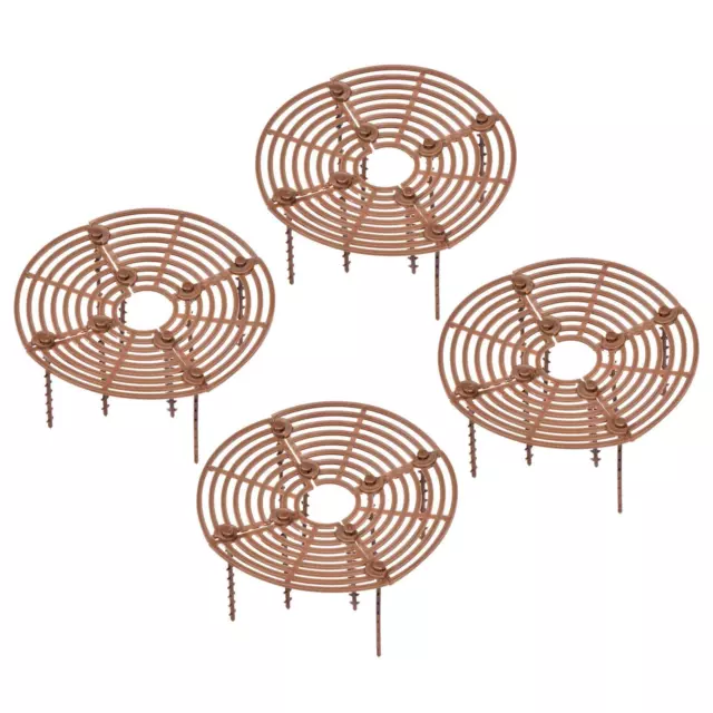 7.5" Plante Pot Grille 4 Set Rond ABS Pot Sol Protecteur Couverture Marron