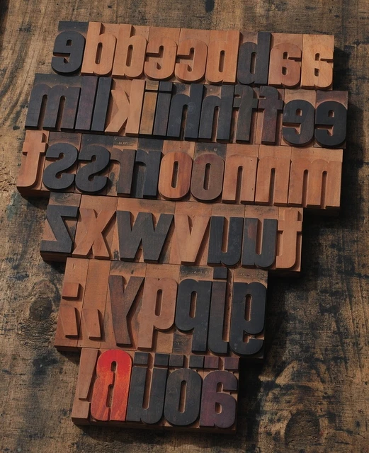 39;ÄÖÜ' ANCIENS CARACTERES d'imprimerie en bois typographie lettres