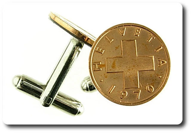 Boutons De Manchette Originaux Pour Homme – Pièce De Monnaie Canadienne Authentique 1 Cent (Elizabeth II) – Bijou Fantaisie A Bijoux