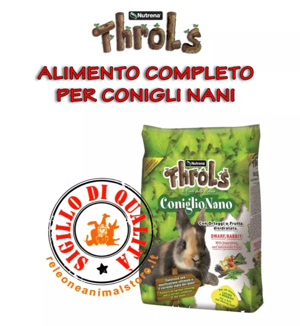 Alimento Completo per Conigli Nani Throls Coniglio nano 2,5 Kg mangime coniglio