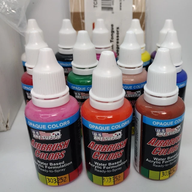 Juego de pintura con aerógrafo básico de 12 colores ~ EE. UU. AB-KIT-12