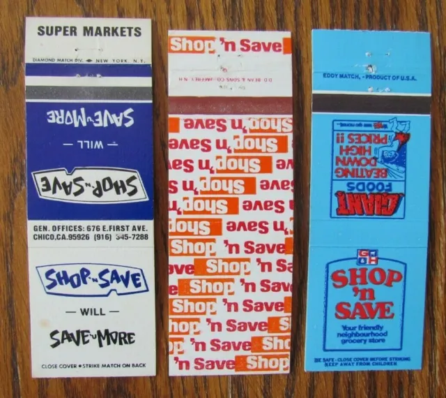 Shop N Save Supermarkets Matchbook Covers: Hq Chicago, Illinois Matchcovers -D9
