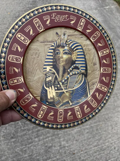 Heiroglyphics Tutankhamun KING TUT Plate Limoges Fathi Mahmoud Art Deco ❤️ct39j3
