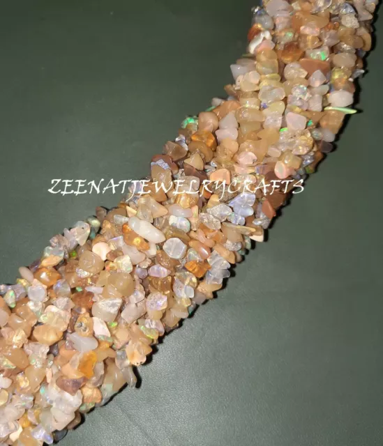 Multi Ethiopian Uncut Chips Smooth Nuggets Perles de pierres précieuses 34"... 2