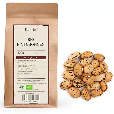 (8,60 EUR/kg) 1kg BIO Pinto Bohnen getrocknet, Pintobohnen Wachtelbohnen BIO