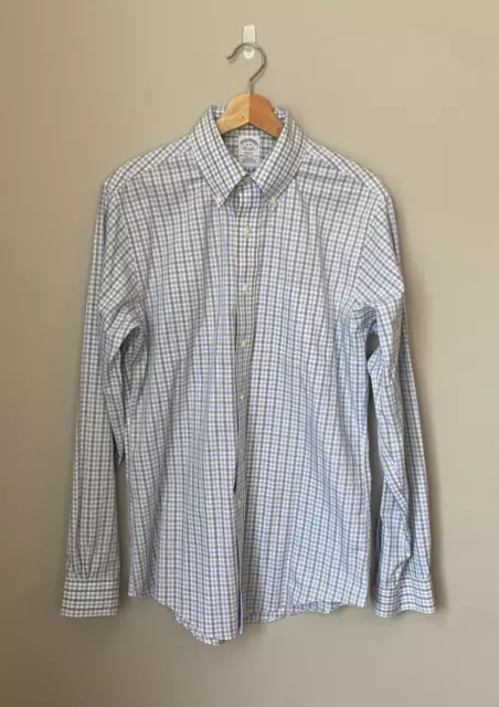 Brooks Brothers Men's Size 15 Regent Fit Plaid Non-Iron Oxford Button Down Shirt