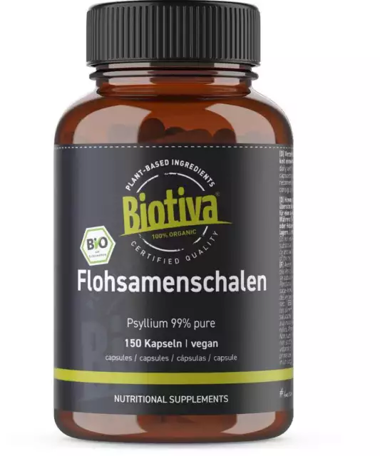 Flohsamenschalen Bio (150 Kapseln) Biotiva (124,92 EUR/kg)