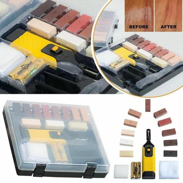 19pc Laminate Floor / Worktop Repair Kit Wax System Sturdy Case Chips Scratches