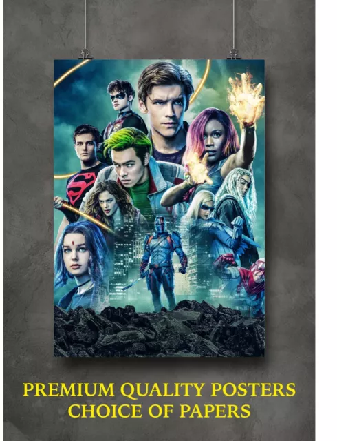 DC Titans TV Show Cast Characters Large Poster Art Print Gift A0 A1 A2 A3 Maxi