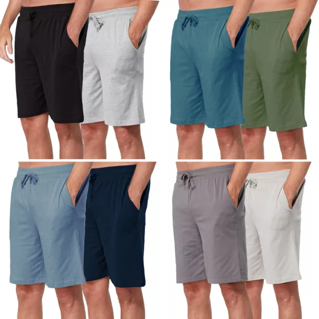 Mens Shorts Lounge 2 Pack Pyjama Shorts Nightwear Loungewear Cotton Size S-4XL