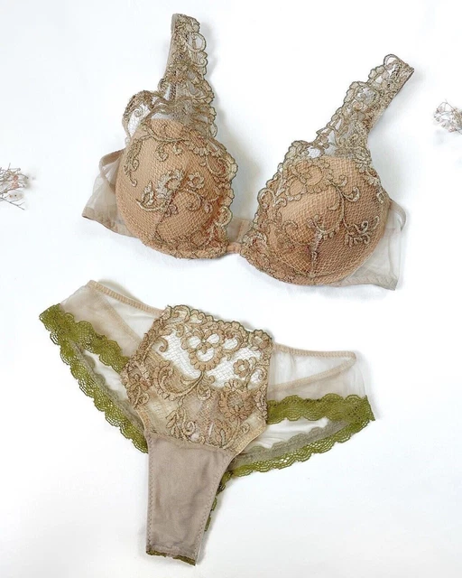 NEW WITH TAGS INTIMISSIMI Bra EU 80B USA UK 36B Briefs Sz S Beige Green  Lace £63.49 - PicClick UK