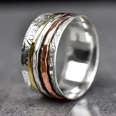 Solid 925 Sterling Silver Spinner Ring Handmade Ring Fidget Ring All Size AM-67