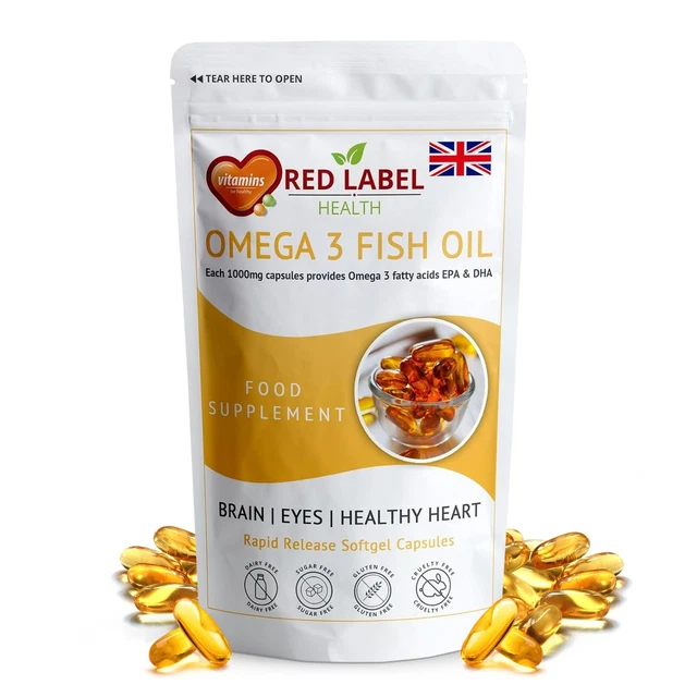 OMEGA 3 FISH Oil 1000mg Double Strength EPA & DHA Softgel Capsules 180 ...