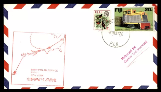 MayfairStamps Fiji 1976 Nadi to New York NY Pan American First Flight Cover aaj_