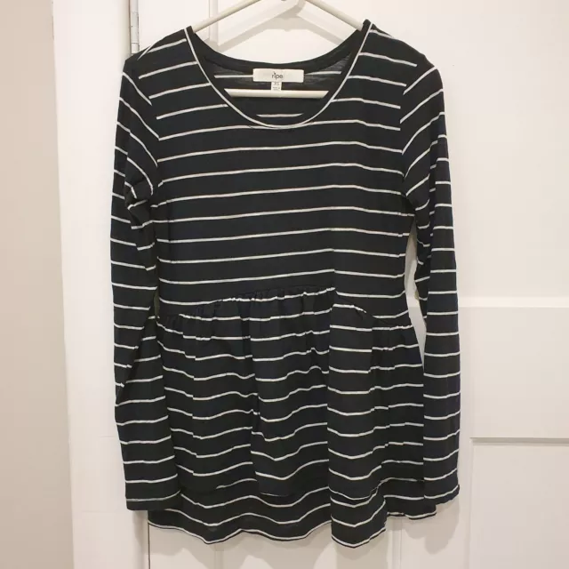 Ripe Maternity Striped Long Sleeve Frill Maternity Top Size XS