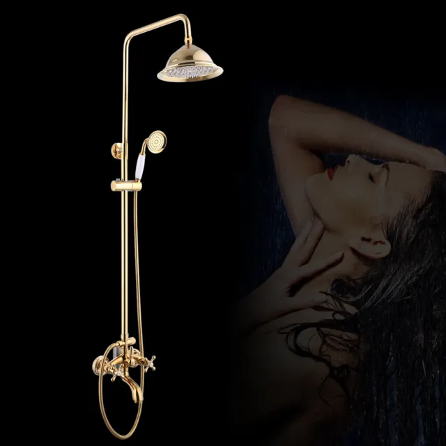 Retro Gold Duschset Duscharmatur Bad Duschsystem Regendusche mit Handbrause DE
