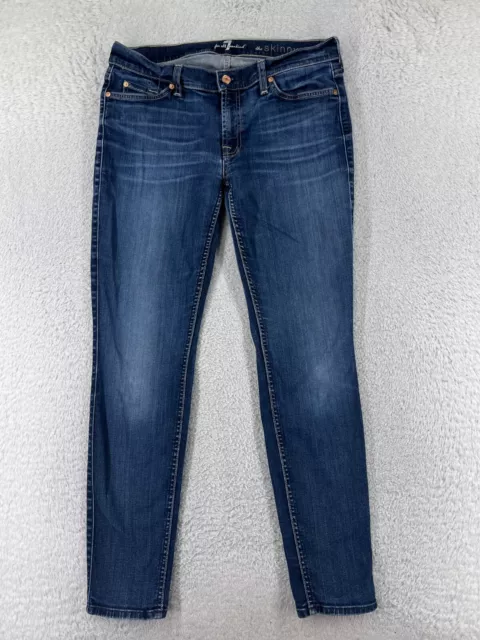 For All Mankind Pants Women 32 Blue Denim Jeans The Skinny Low Rise Cotton Taper