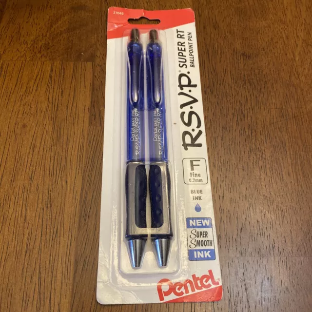 Pentel 2 Pack RSVP Super RT Ballpoint Pen 1.0mm Medium-BLUE INK BX477BP2C
