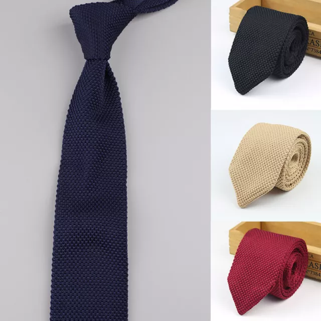 Men Fashion Solid Tie Knit Knitted Tie Necktie Narrow Slim Skinny Woven Ties 67U 2