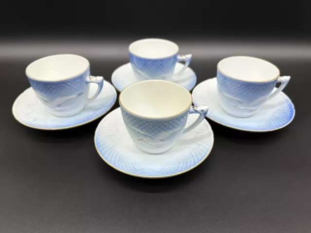 B and G Bing & Grondahl Seagull Tea Cup Saucer Sets(Set of 4) Copenhagen Denmark