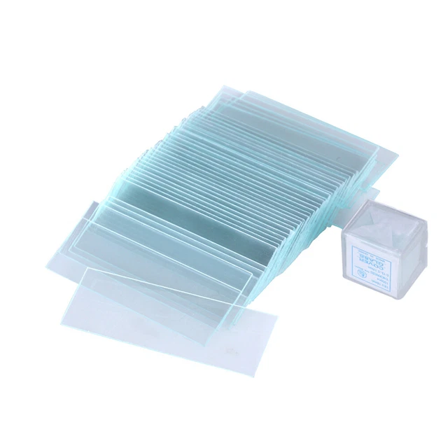 50 Lames Microscope + 100 Lamelles 20x20mm - Verre Optique Poli - 4 Compte-gouttes Inclus - Pour Labo, école, Maison