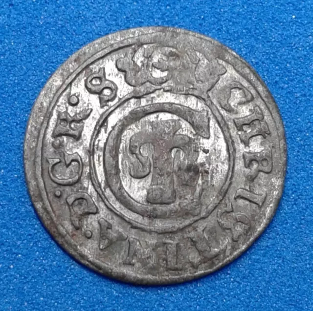1 Solidus - Christina  1647  Swedish Livonia. Billon Coin.
