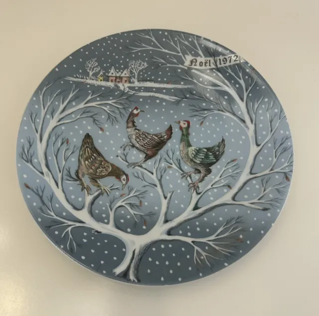 Haviland Limoges The 12 Days of Christmas Plate Three French Hen 1972 Signed