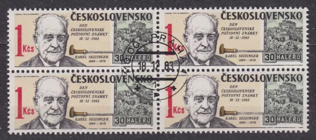 CZECHOSLOVAKIA 1983 SC#2492 USED block, Stamp Day 1983.