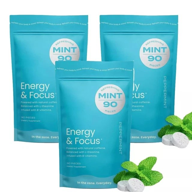 FUEL YOUR BRAIN with Neuro Mints L-theanine B-12 Nootropics Caffeine 90 ...