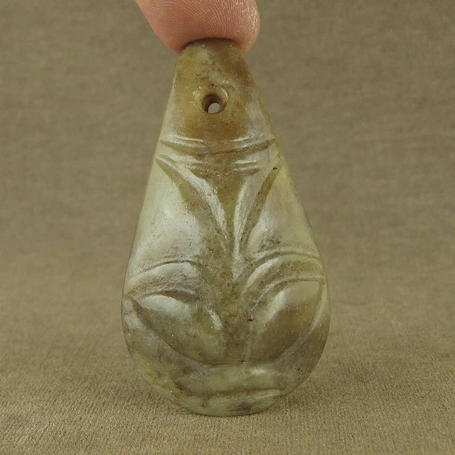 Chinese Hongshan Jade Culture With Carved Face Totem Pendant