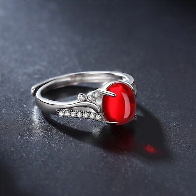925 Sterling Silver Finger Rings Women Jewelry Agate Cubic Zirconia Adjustable