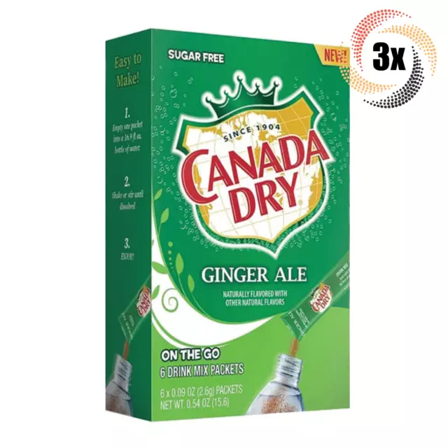 3x Packs Canada Dry Singles To Go Ginger Ale Drink Mix | 6 Singles Each | .54oz