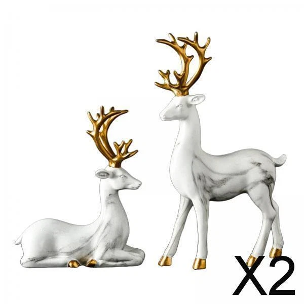 2X Résine Couple Statue Ornement Cadeaux De Mariage Décor De Mariage Cerf