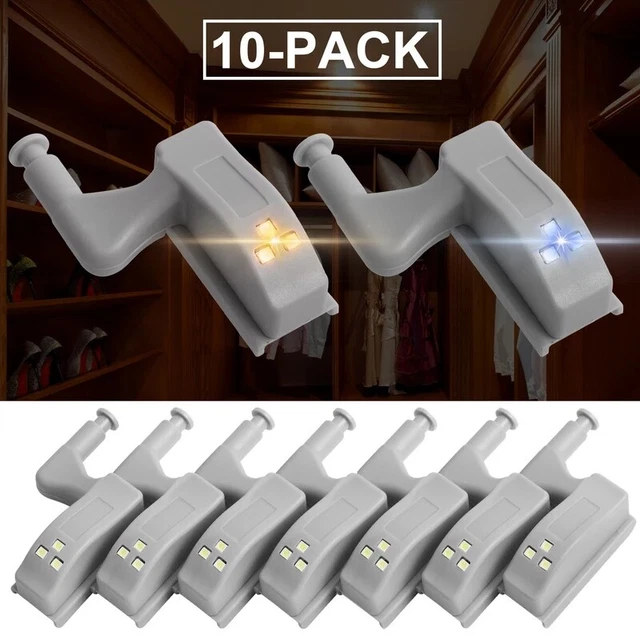 10LOT LED Smart Sensor Light Kitchen Cabinet Closet Cupboard Wardrobe Hinge Lamp