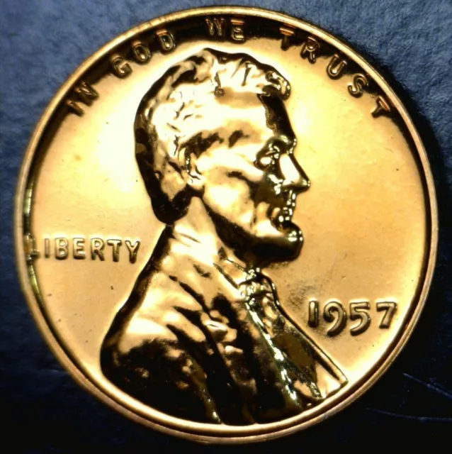 1957 GEM PROOF Lincoln Wheat Cent FLASHY PRF Coin  1 CENT START TRUE AUCTION NR