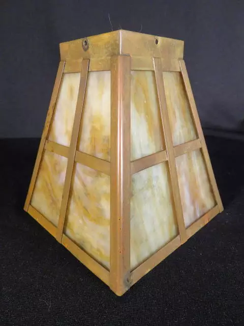 Circa 1900 Large 'Arts & Crafts' Slag Glass Panel Early Electric or Gas Shade